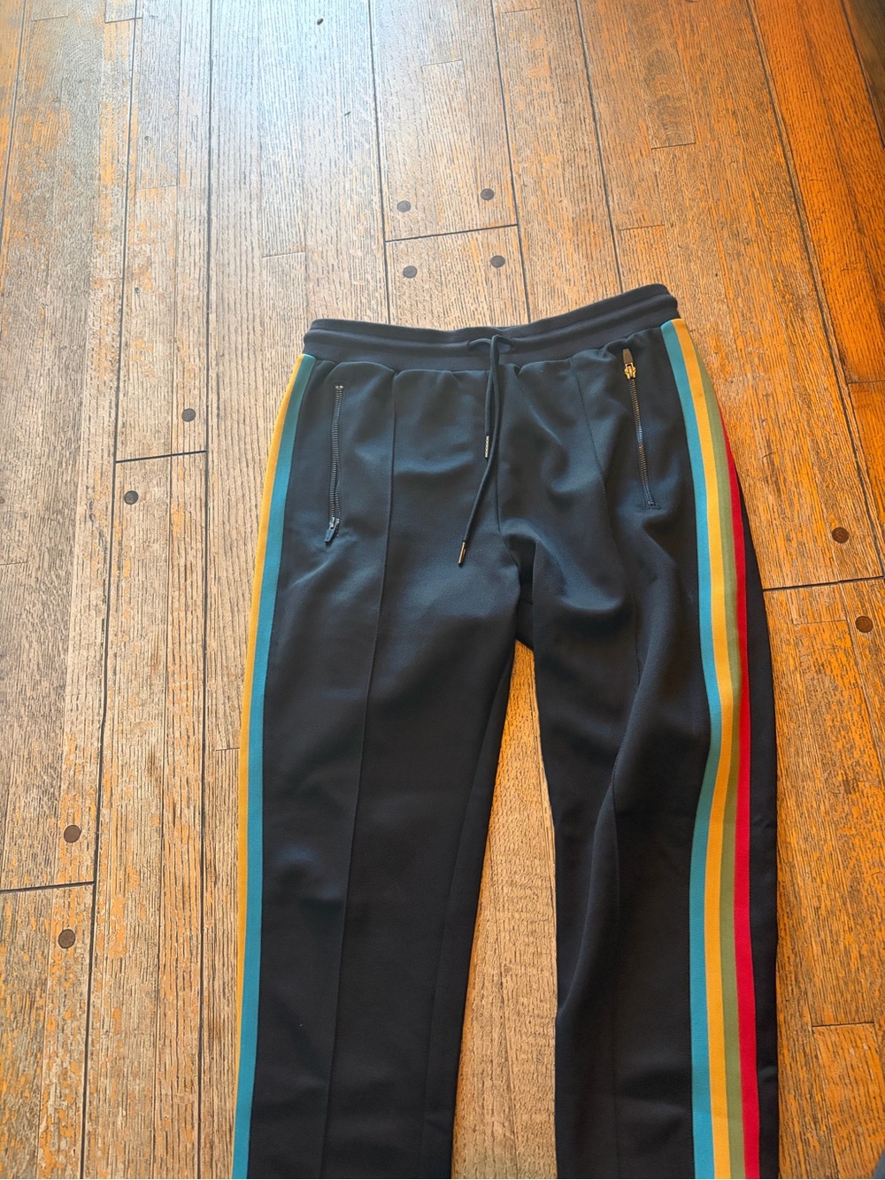 Jared Lang After Hours Navy Track Jogger Pants Multicolor Stripe Size Medium